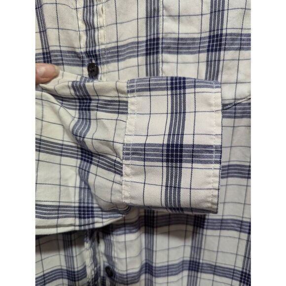 J. Crew Women's Blue & White Plaid Long-Sleeve Button-Front Shirt Size 16 - Picture 3 of 7